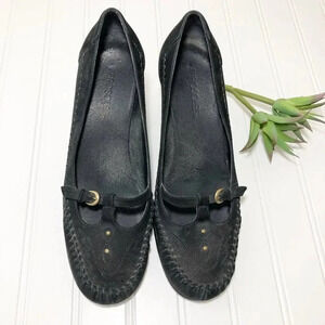 Aerosoles Black Suede Wedges Women's Size 9.5